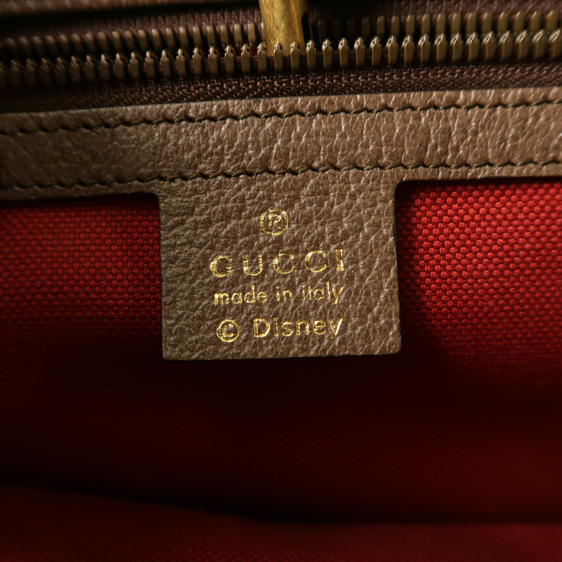 GUCCI 塗層帆布/牛皮皮革Gucci x Disney Donald Duck金扣手挽袋-5