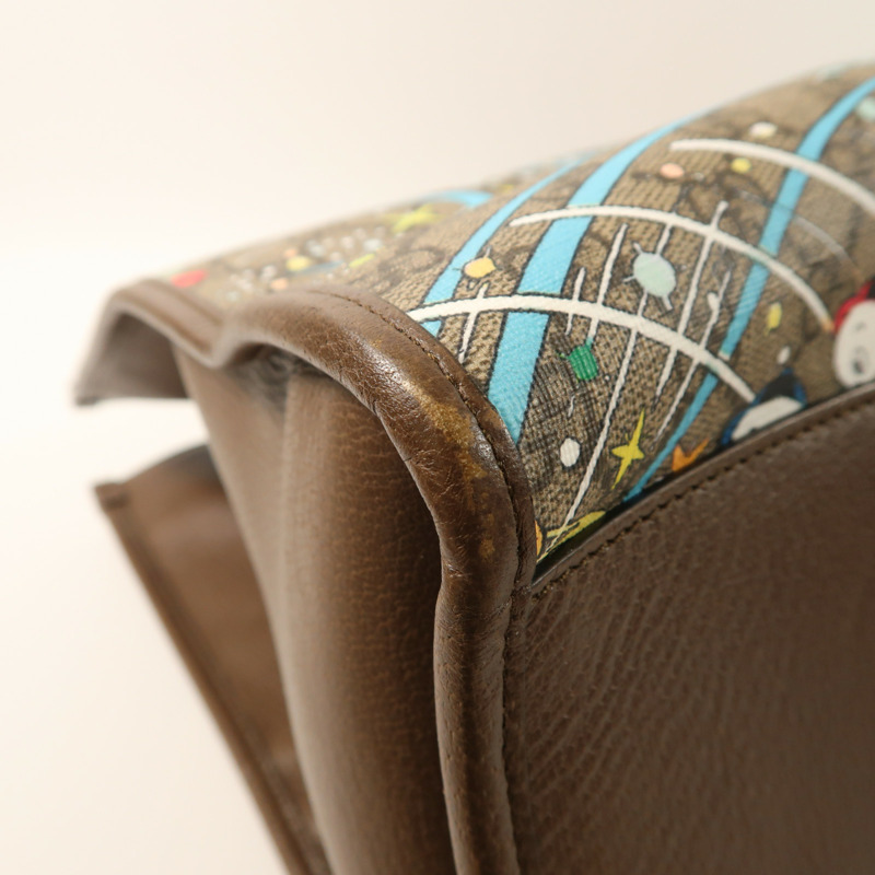 GUCCI 塗層帆布/牛皮皮革Gucci x Disney Donald Duck金扣手挽袋-9