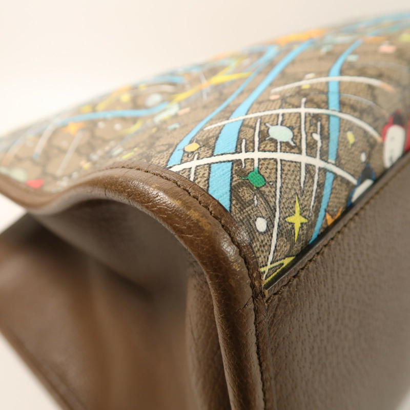 GUCCI 塗層帆布/牛皮皮革Gucci x Disney Donald Duck金扣手挽袋-11