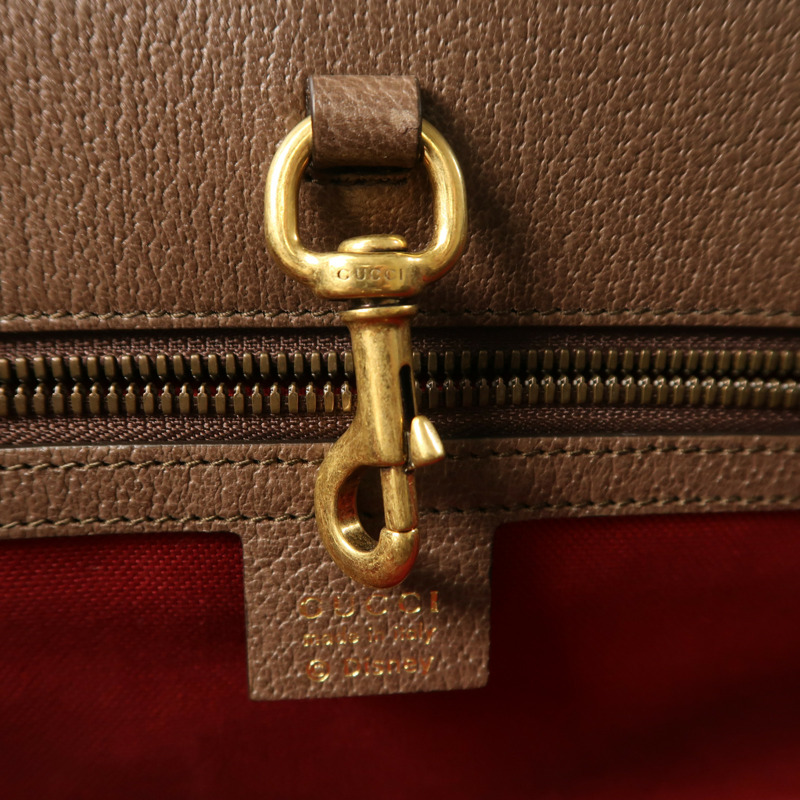 GUCCI 塗層帆布/牛皮皮革Gucci x Disney Donald Duck金扣手挽袋-14