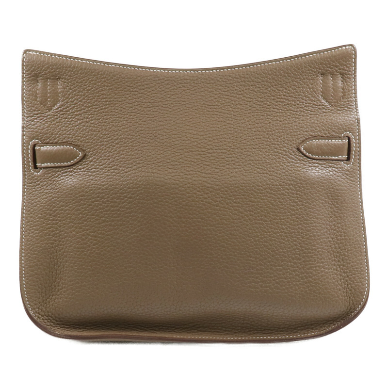HERMES Togo皮革Jypsiere 28銀扣肩背袋Etoupe-1