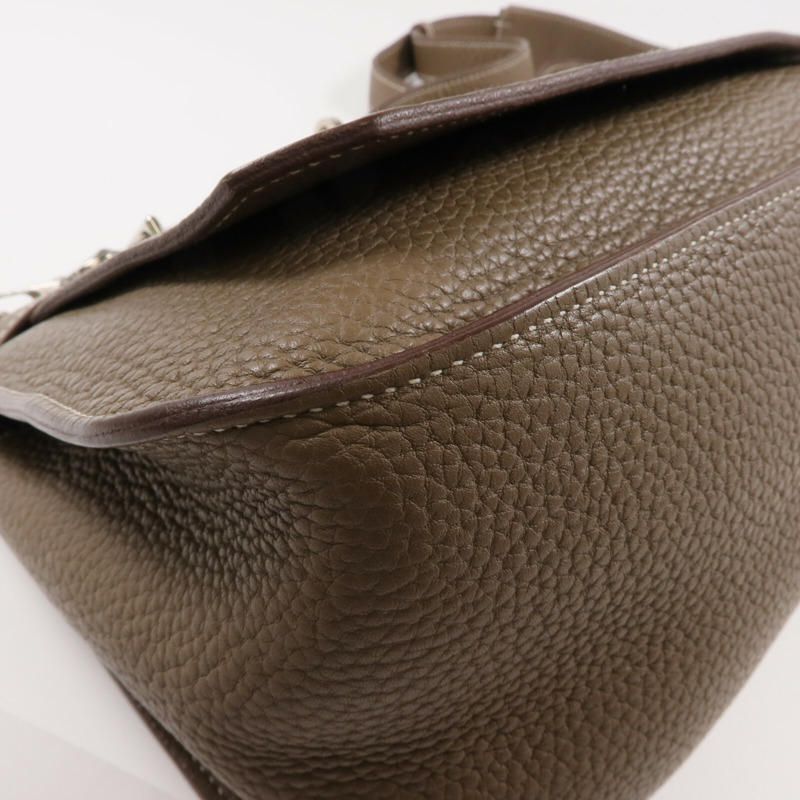 HERMES Togo皮革Jypsiere 28銀扣肩背袋Etoupe-5