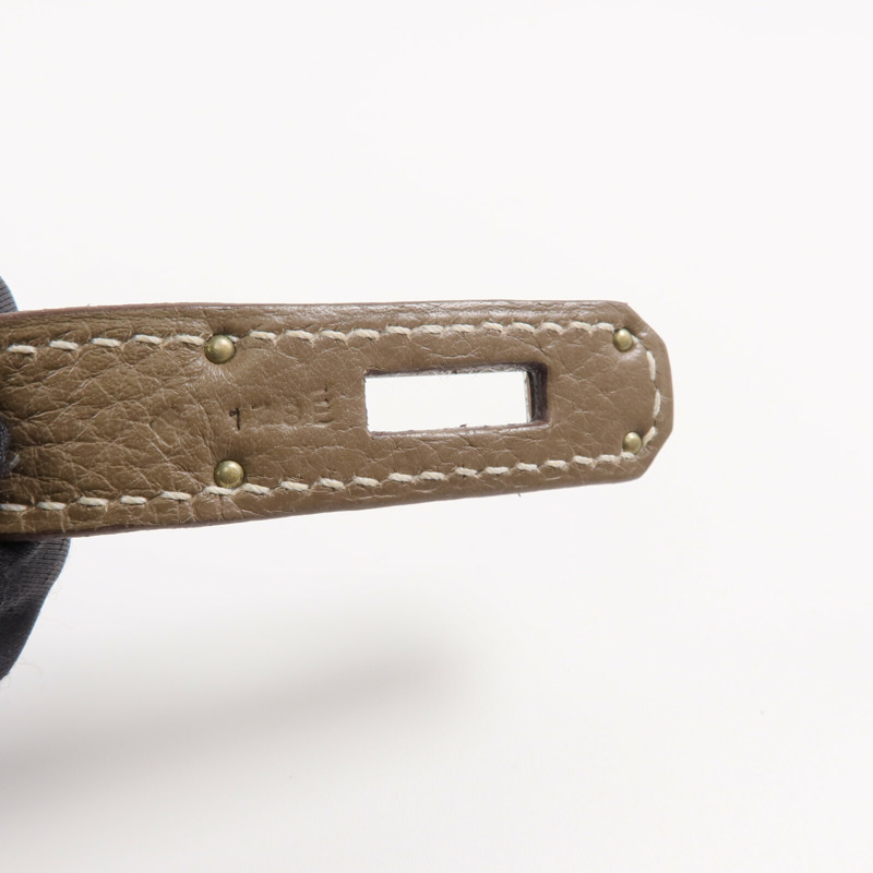 HERMES Togo皮革Jypsiere 28銀扣肩背袋Etoupe-14