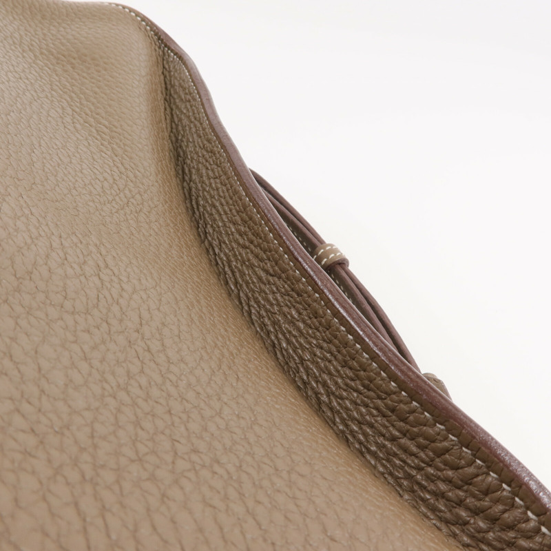 HERMES Togo皮革Jypsiere 28銀扣肩背袋Etoupe-16