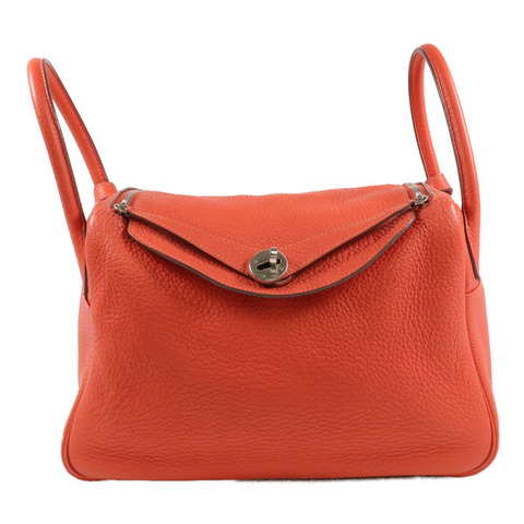 HERMES Clemence皮革Lindy 30銀扣手挽肩背兩用袋Rose Jaipur