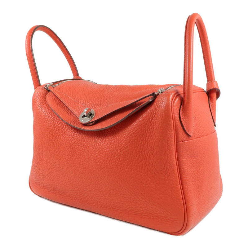 HERMES Clemence皮革Lindy 30銀扣手挽肩背兩用袋Rose Jaipur-2