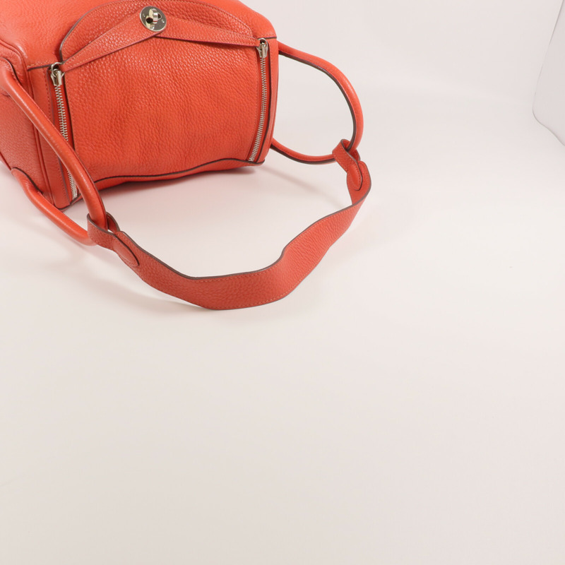 HERMES Clemence皮革Lindy 30銀扣手挽肩背兩用袋Rose Jaipur-4