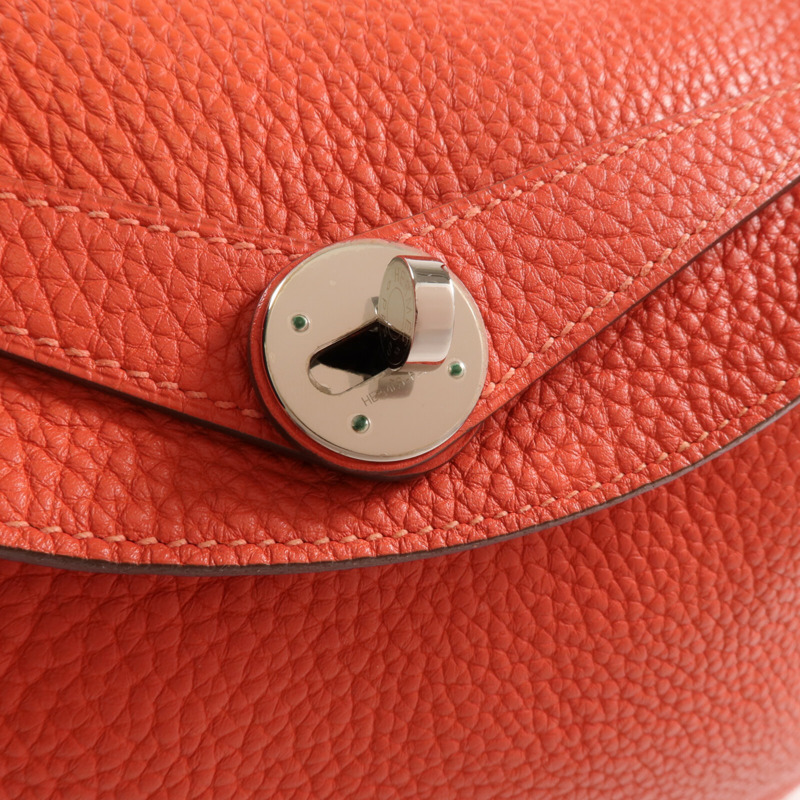 HERMES Clemence皮革Lindy 30銀扣手挽肩背兩用袋Rose Jaipur-9