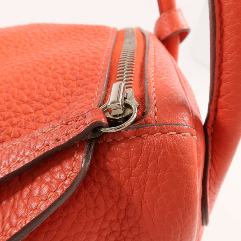 HERMES Clemence皮革Lindy 30銀扣手挽肩背兩用袋Rose Jaipur-10