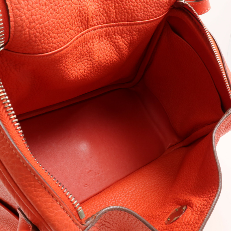 HERMES Clemence皮革Lindy 30銀扣手挽肩背兩用袋Rose Jaipur-11