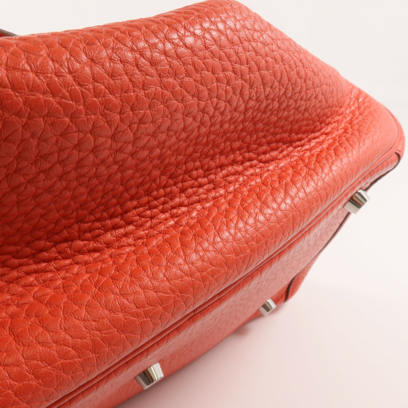 HERMES Clemence皮革Lindy 30銀扣手挽肩背兩用袋Rose Jaipur-14
