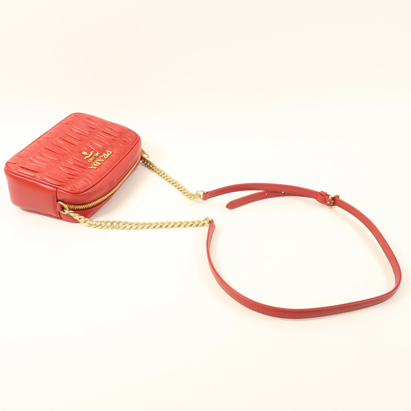 PRADA 羊皮皮革Shoulder Bag金扣肩背袋-8