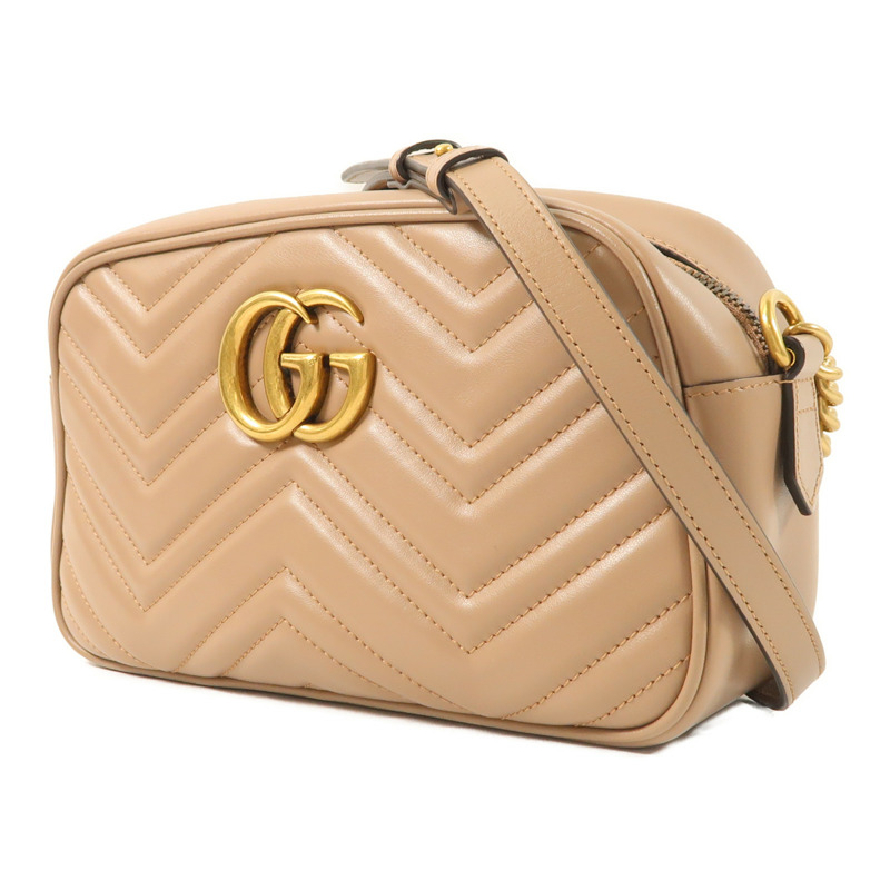 GUCCI 牛皮皮革GG Marmont金扣鏈帶肩背袋-2