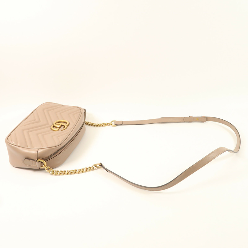 GUCCI 牛皮皮革GG Marmont金扣鏈帶肩背袋-7