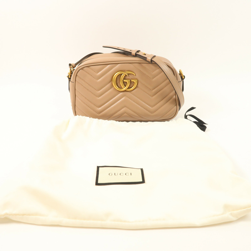 GUCCI 牛皮皮革GG Marmont金扣鏈帶肩背袋-8