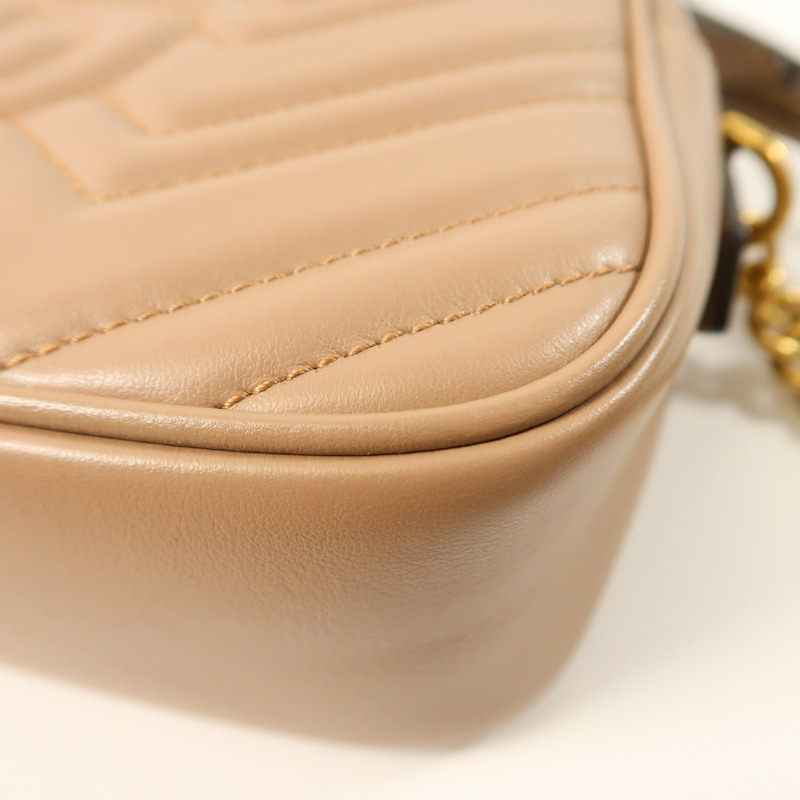 GUCCI 牛皮皮革GG Marmont金扣鏈帶肩背袋-12