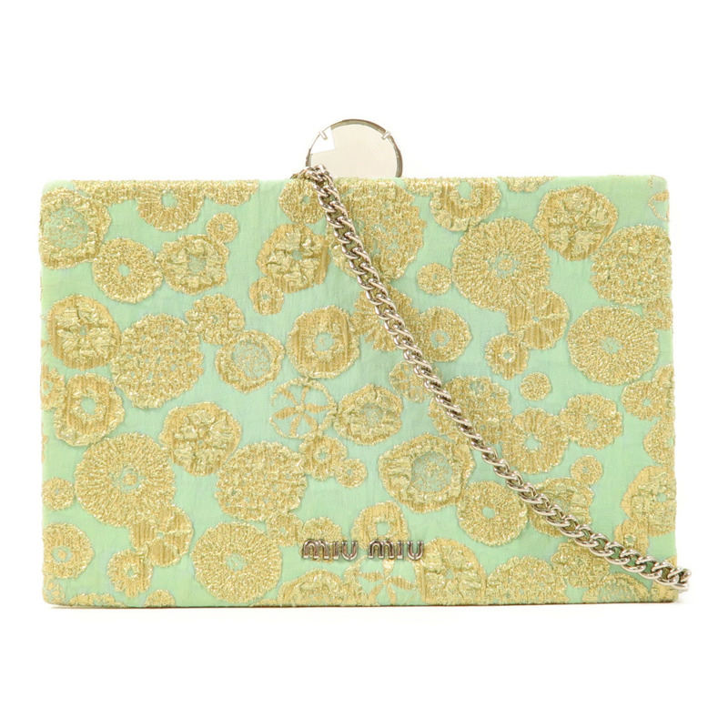Miu Miu Broccato Lurex Chain Shoulder銀扣鏈帶肩背袋-0