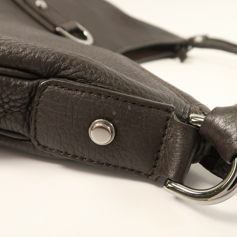 GUCCI 牛皮皮革Shoulder Bag銀扣肩背袋-12