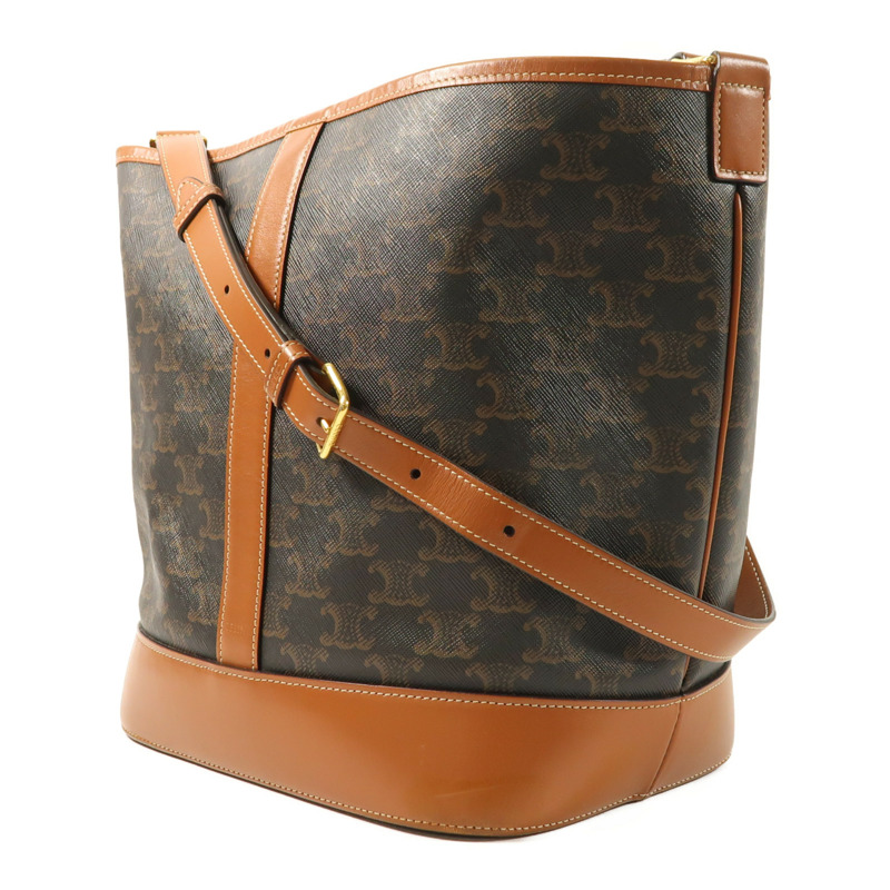 CELINE 塗層帆布Medium Bucket In Triomphe金扣肩背袋-2