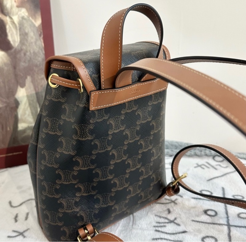 『全🆕』 Celine Folco Mini Backpack 迷你老花拼牛皮背包-3
