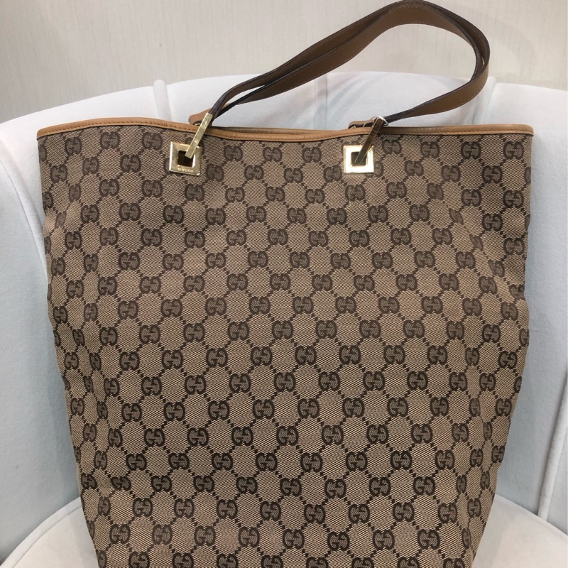 Gucci 米色Tote 奶茶帶 XC120-1