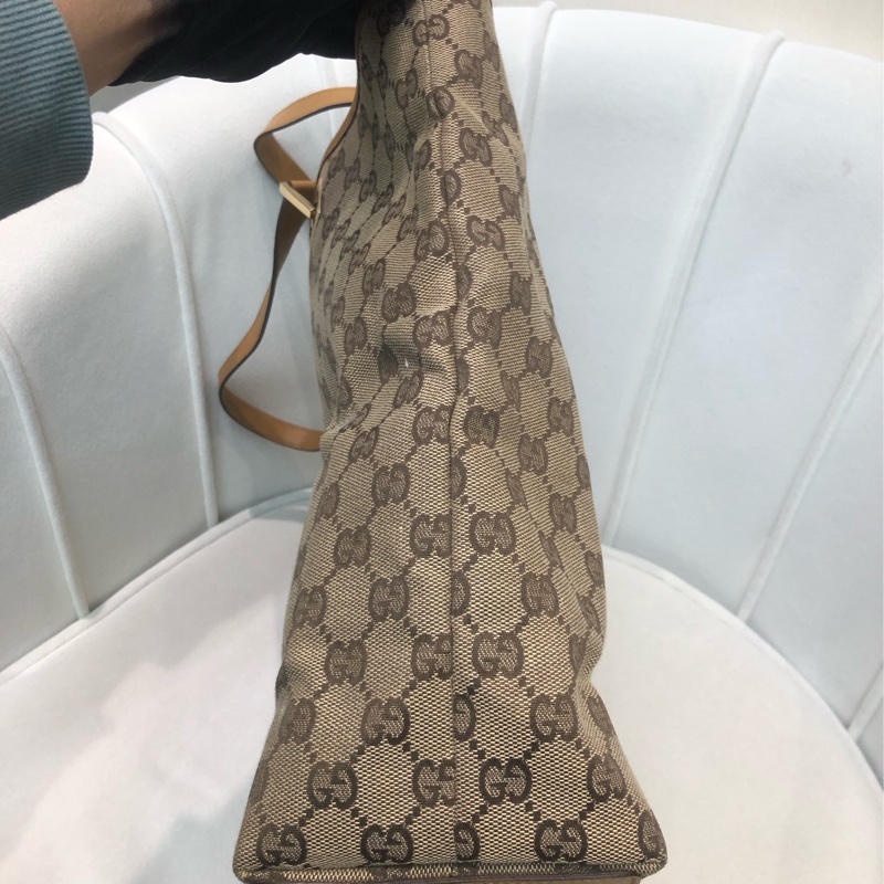 Gucci 米色Tote 奶茶帶 XC120-3