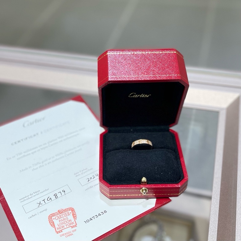 Cartier卡地亚玫瑰金窄版三排钻满天星戒指钻石戒指-0