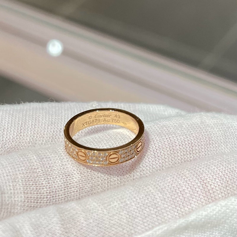 Cartier卡地亚玫瑰金窄版三排钻满天星戒指钻石戒指-3