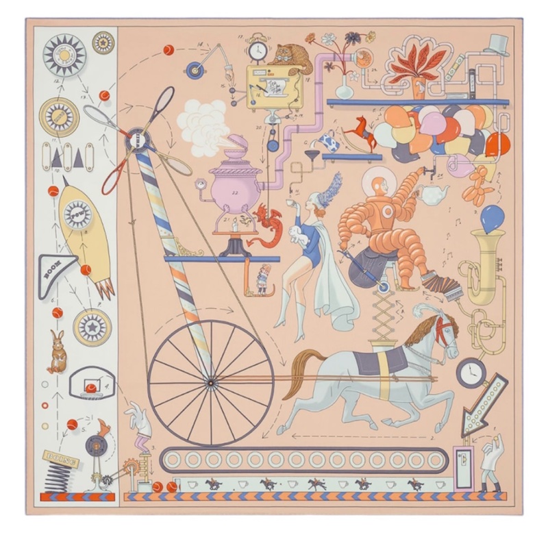 Hermes 雙人下午茶 Tea for Two scarf 90*90絲巾 全新全配-0