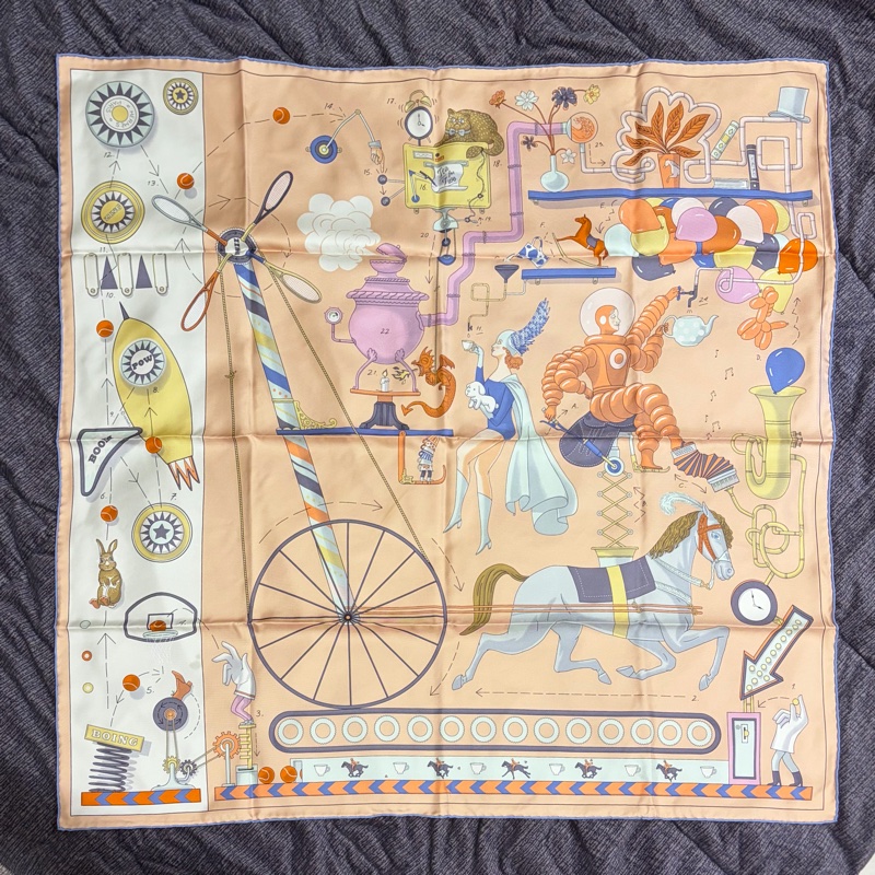 Hermes 雙人下午茶 Tea for Two scarf 90*90絲巾 全新全配-10