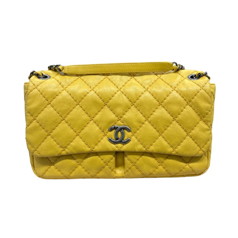 CHANEL 香奈兒 A67725 UP IN THE AIR磁吸肩側背包 牛皮 黃色 黑銀釦-1