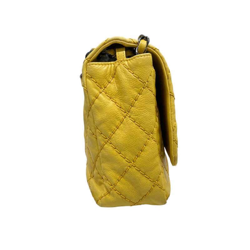 CHANEL 香奈兒 A67725 UP IN THE AIR磁吸肩側背包 牛皮 黃色 黑銀釦-4