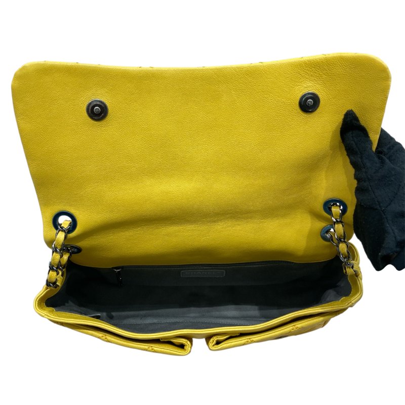 CHANEL 香奈兒 A67725 UP IN THE AIR磁吸肩側背包 牛皮 黃色 黑銀釦-7