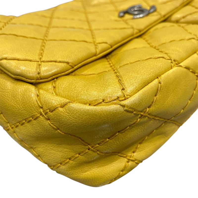 CHANEL 香奈兒 A67725 UP IN THE AIR磁吸肩側背包 牛皮 黃色 黑銀釦-8