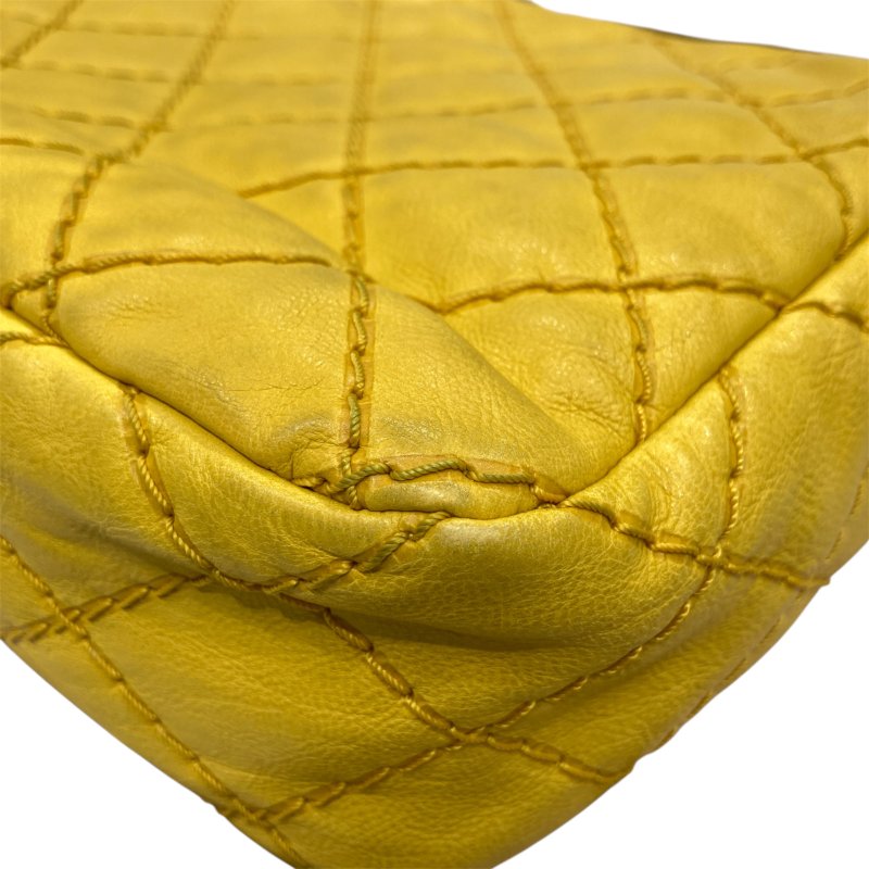 CHANEL 香奈兒 A67725 UP IN THE AIR磁吸肩側背包 牛皮 黃色 黑銀釦-10