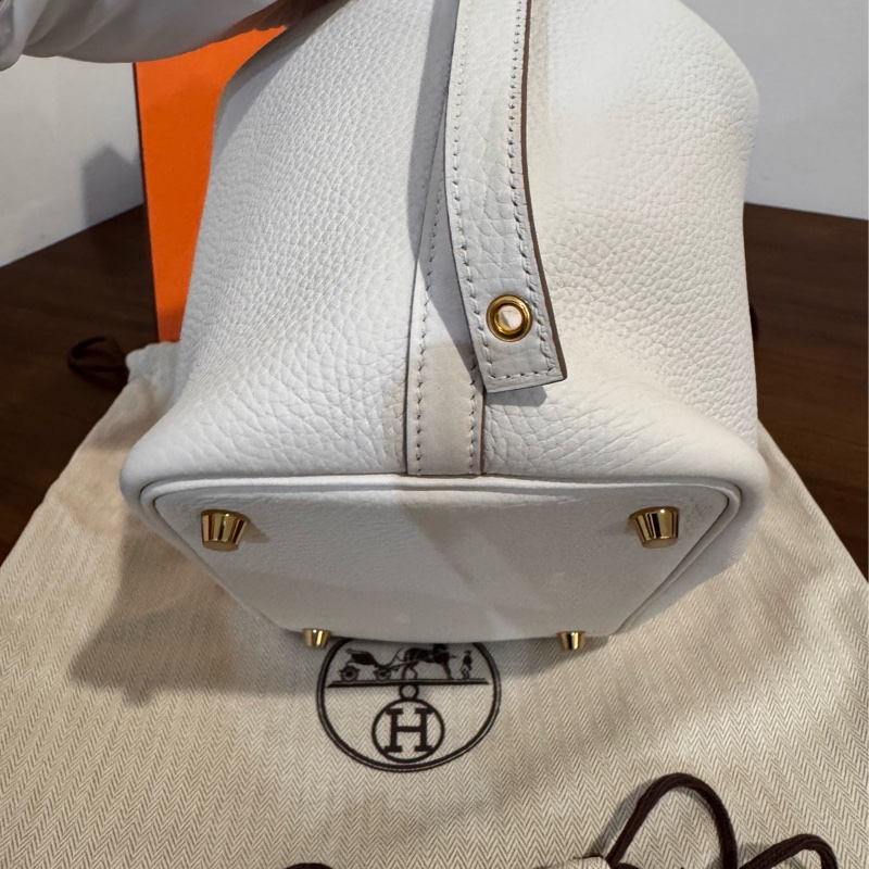 Hermes Picotin 18 M4奶灰色 金扣 W刻 TC 全新菜籃-6