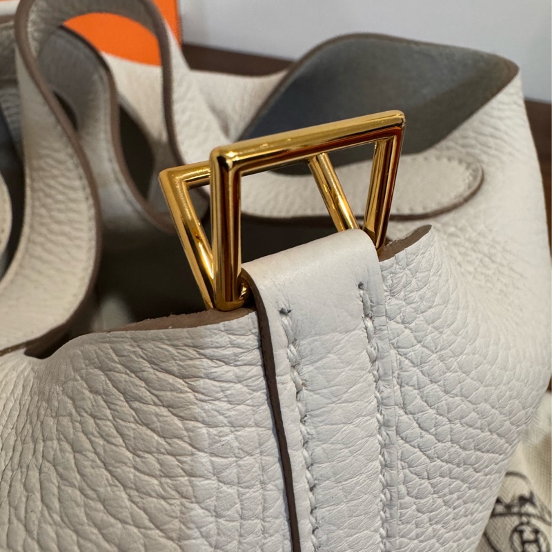 Hermes Picotin 18 M4奶灰色 金扣 W刻 TC 全新菜籃-16