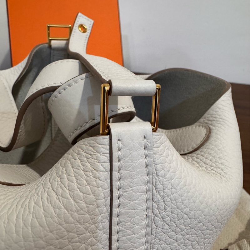Hermes Picotin 18 M4奶灰色 金扣 W刻 TC 全新菜籃-17