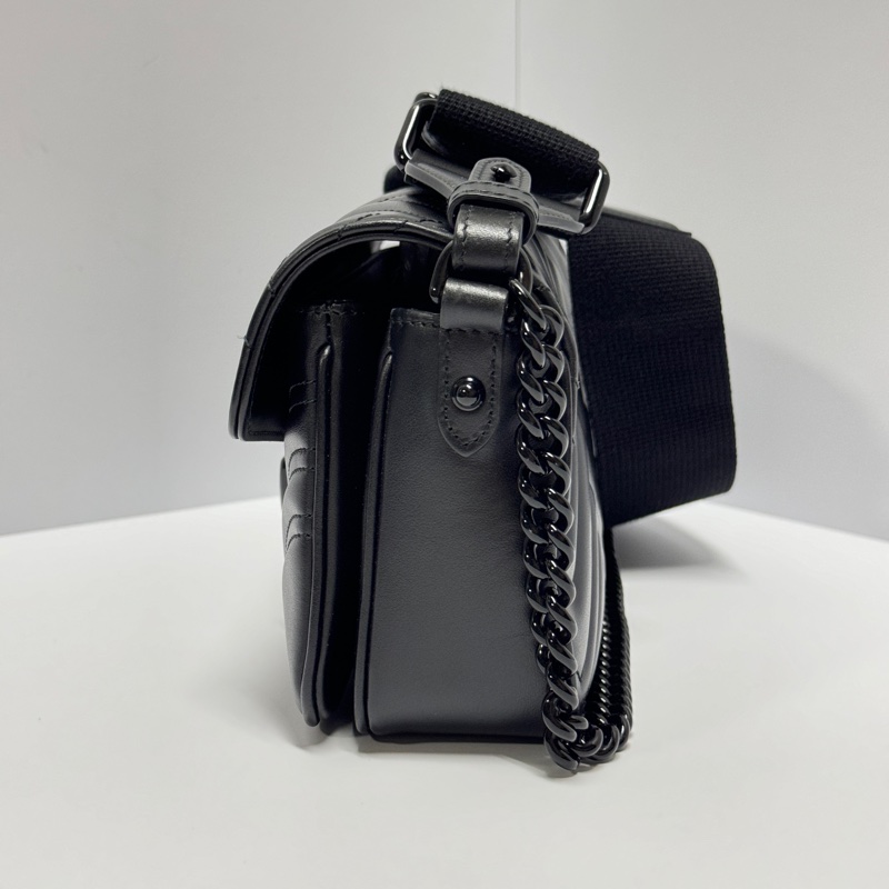 【超級新|全配🎁】 GUCCI “so black” 全黑黑武士 法棍雙背帶 肩背包(專櫃13萬多)-12