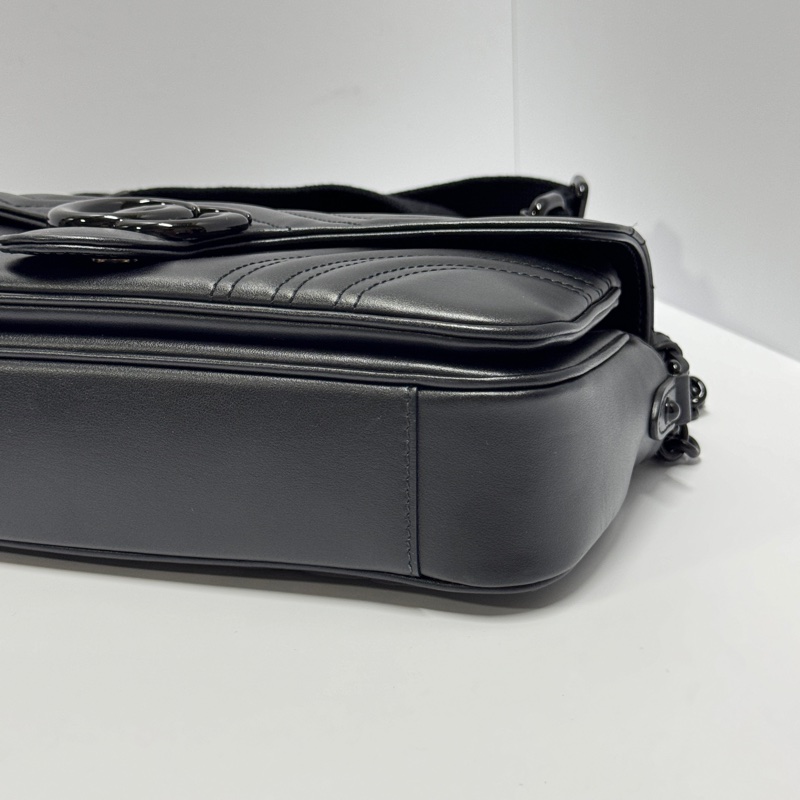 【超級新|全配🎁】 GUCCI “so black” 全黑黑武士 法棍雙背帶 肩背包(專櫃13萬多)-14