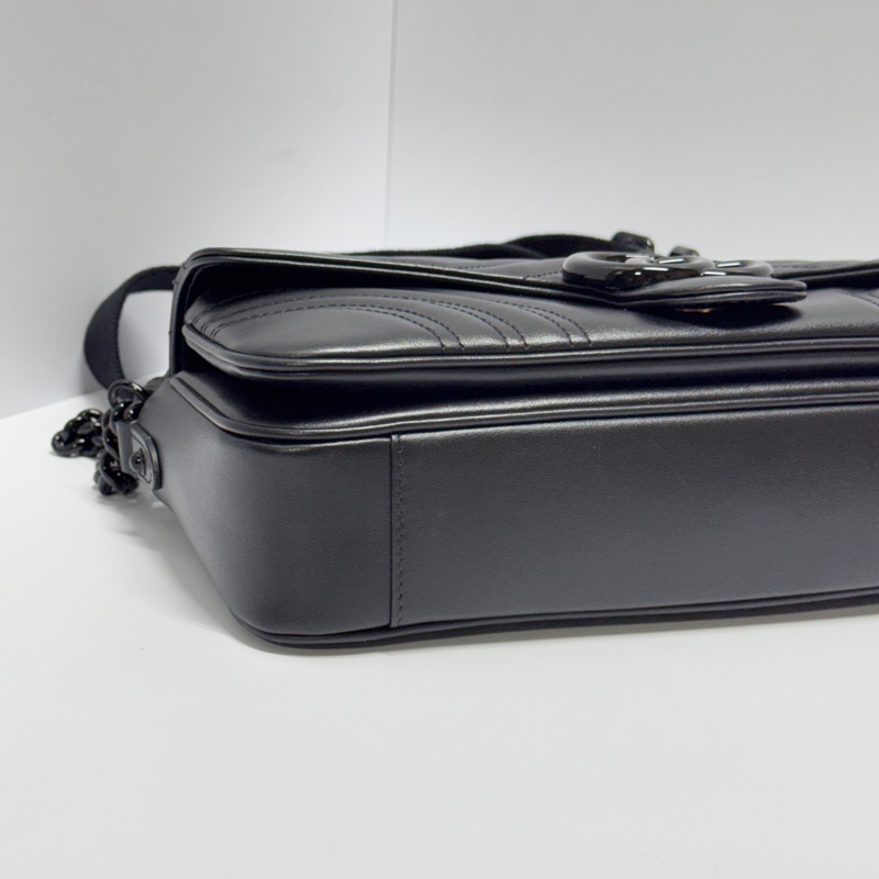 【超級新|全配🎁】 GUCCI “so black” 全黑黑武士 法棍雙背帶 肩背包(專櫃13萬多)-15