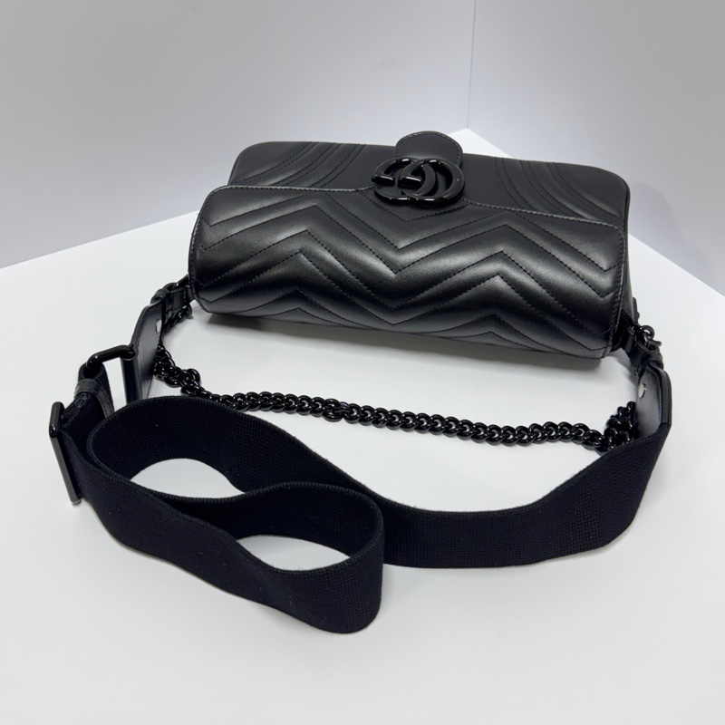 【超級新|全配🎁】 GUCCI “so black” 全黑黑武士 法棍雙背帶 肩背包(專櫃13萬多)-16