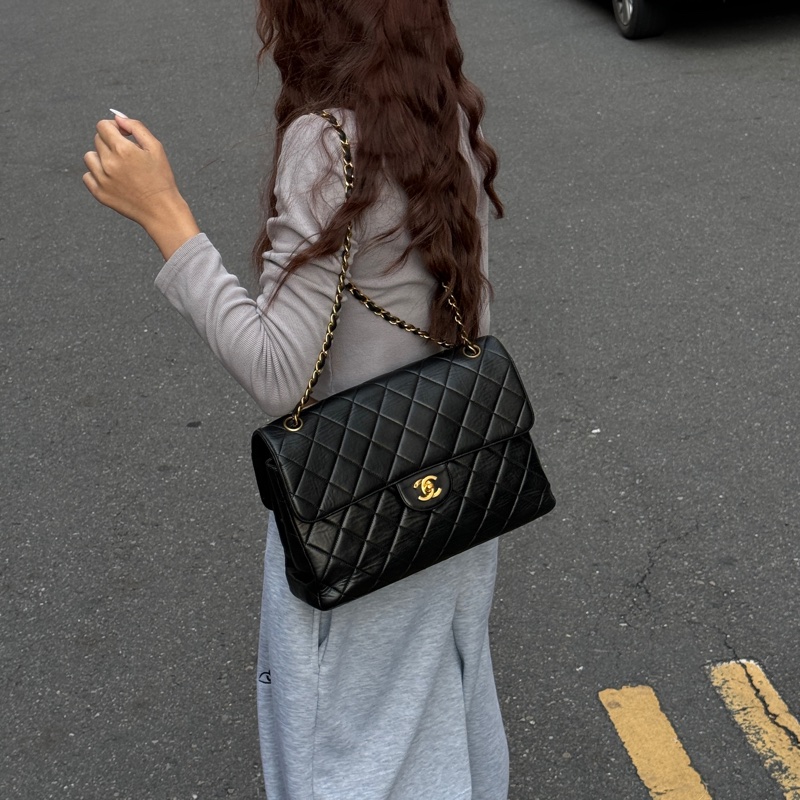 【雙面CF超稀有】 Chanel CF30 Jumbo 黑金羊皮 （專櫃396,500）-3
