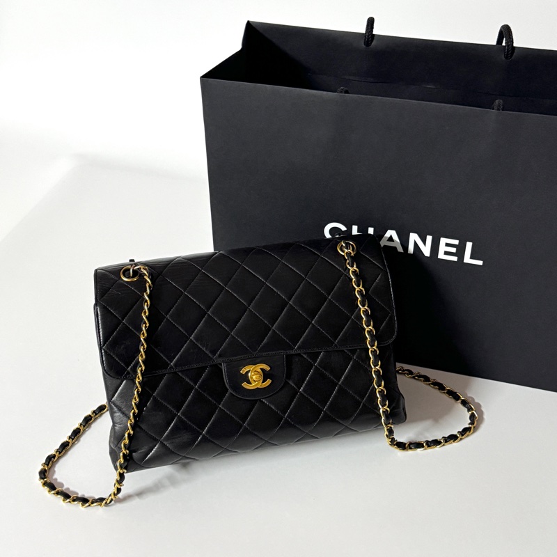 【雙面CF超稀有】 Chanel CF30 Jumbo 黑金羊皮 （專櫃396,500）-6