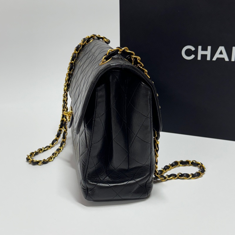【雙面CF超稀有】 Chanel CF30 Jumbo 黑金羊皮 （專櫃396,500）-7