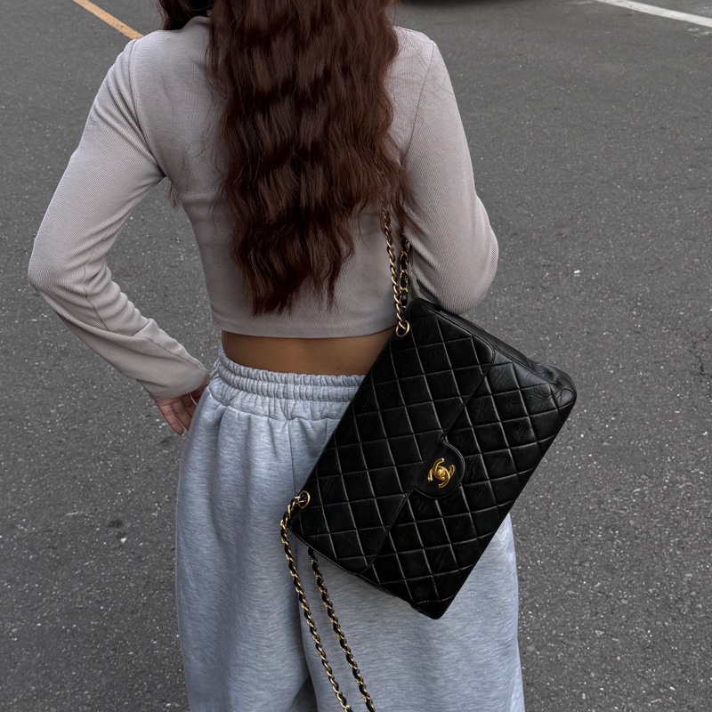 【雙面CF超稀有】 Chanel CF30 Jumbo 黑金羊皮 （專櫃396,500）-24