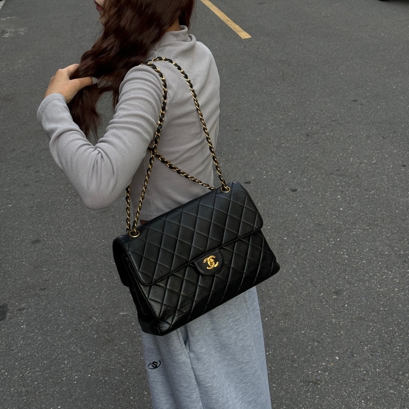 【雙面CF超稀有】 Chanel CF30 Jumbo 黑金羊皮 （專櫃396,500）-25