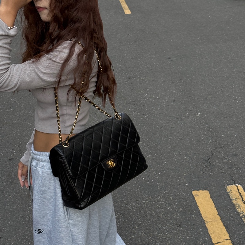 【雙面CF超稀有】 Chanel CF30 Jumbo 黑金羊皮 （專櫃396,500）-26