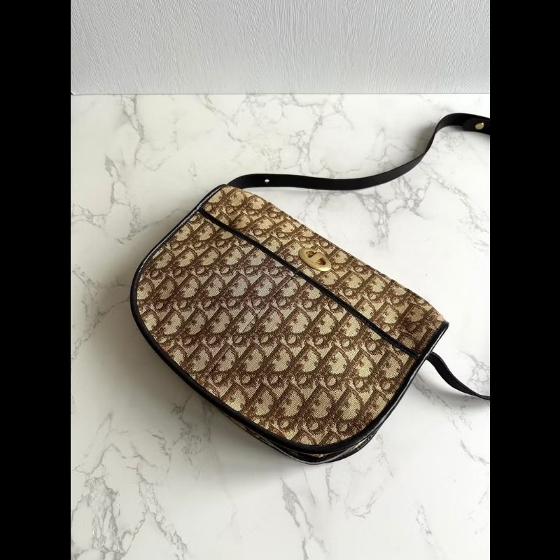 【LA LUNE】絕版中古包 Dior 酒紅老花半月包 斜背包 單肩包 側背包 二手包-4