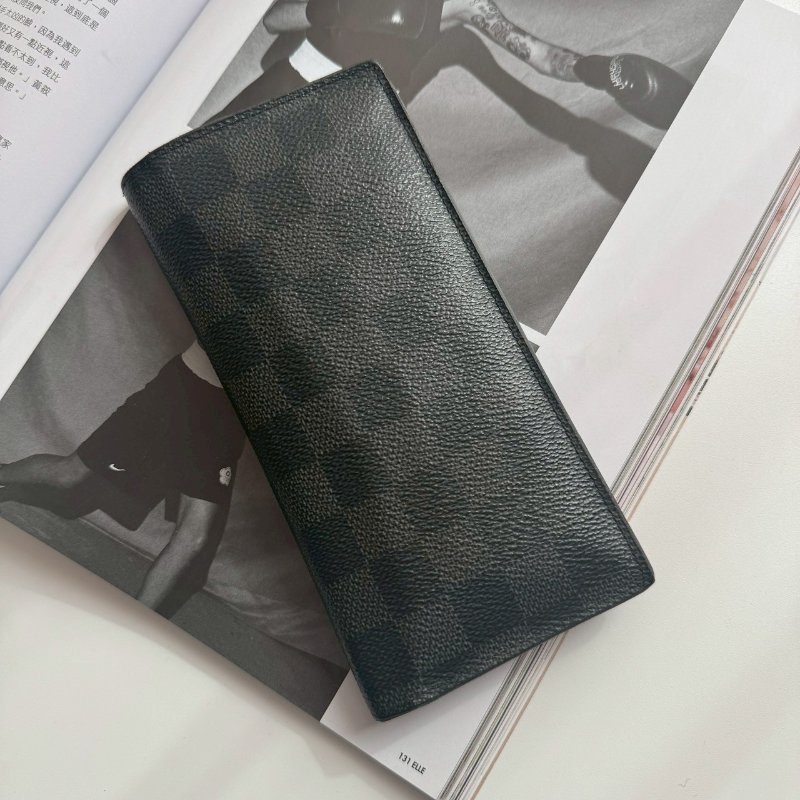 ✨98成新 LV 黑棋盤格對開長夾-0